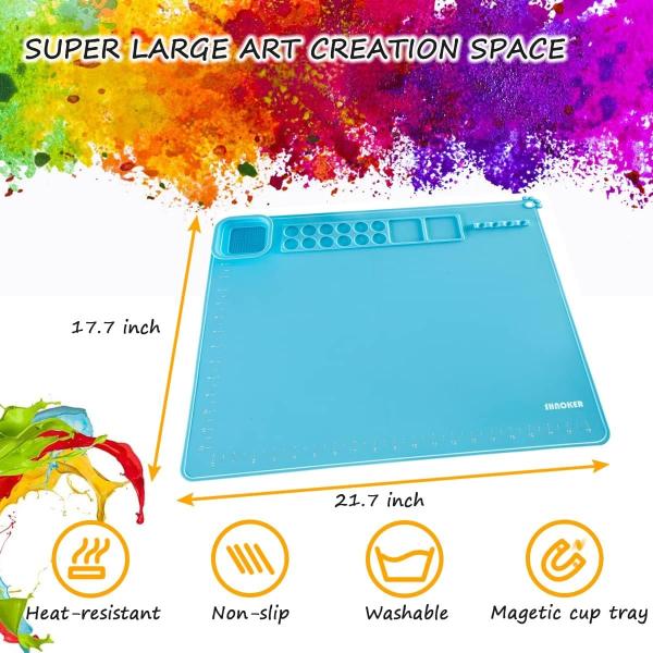 Super Large Silicone Craft Mat With 1 Magnetic Cup And Color Palette For Artist