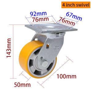 China Aluminum 4 Caster Wheels Heavy Duty Castors Zinc Coating 100mm on sale