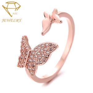 AAA Cubic Zirconia Butterfly Ring Rose Gold Prong Setting
