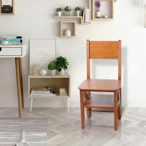 Brown Ladder Back Wooden Folding Chair Multi Functional Transformed Chair Ladder
