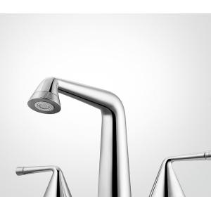 Three Hole Basin Brass Lavatory Faucets Hot And Cold Water Mixer