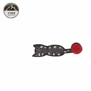 Small Cute Cat Custom Chenille Patches Eco Friendly Black Color With Various