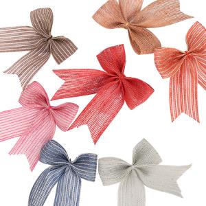 Factory Direct Sale 3.8Cm Fish Silk Hemp Bow Christmas Decoration Bow Minimalist