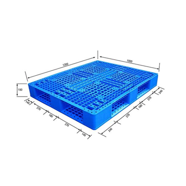 Quality Blue PP HDPE Plastic Pallets Dynamic Load 1200KG 1200×1000×150mm wholesale