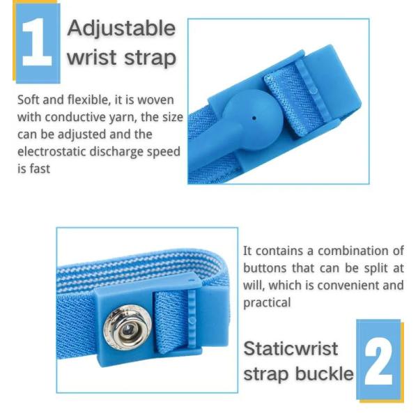 Antistatic Wrist Strap Adjustable ESD Wristband Electrostatic Discharge Strap
