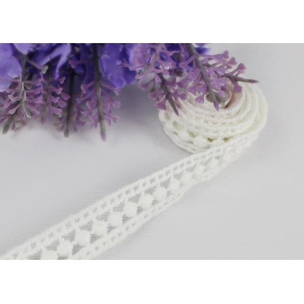 Quality 1.5cm Width Chemical Eyelet Cotton Lace Trim With Concise Quadrate / Dot Design wholesale