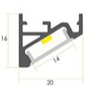 Aluminium LED Strip Corner Profile Anodized 16*20mm Surface Mounted For Lighting