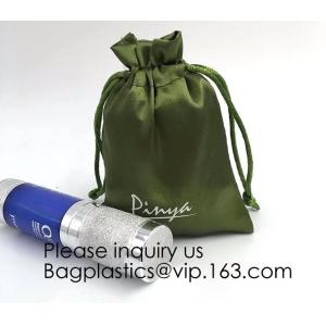 Soft Toy Storage Satin Bag With Drawstring,Promotional Red Wine Color Satin