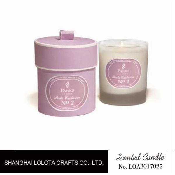 Quality Scented pink frosted jar soy wax candle with pink round gift  box wholesale