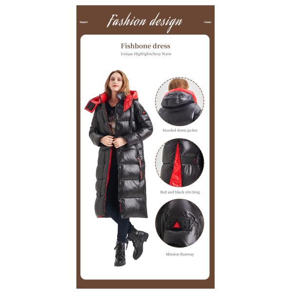 FODARLLOY Fall Winter Women Middle and long cotton-padded lady winter coat zipper two large size cotton-padded lady with hat