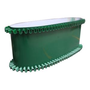Goods Transport Made Easy with Green PVC Conveyor Belt and Cleated Sidewalls