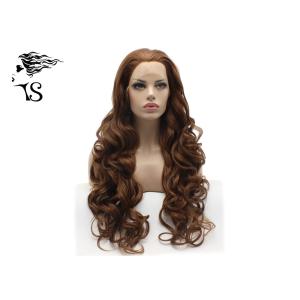 Dark Brown Synthetic Long Curly Lace Front Wigs , Colored Synthetic Wigs No