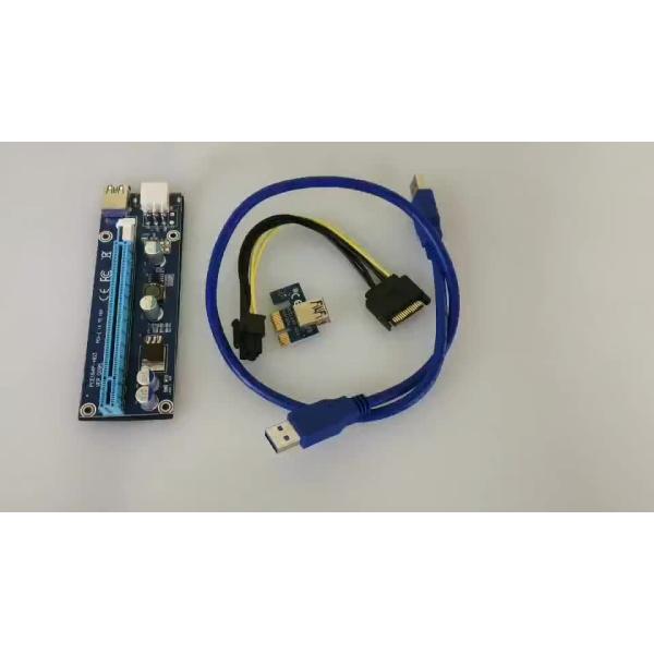 Quality PCI-E VER006S PCI-E 1x to 16x Riser Card  Adapter With USB Extender Express Adapter USB 3.0 ST  6Pin  Power Supply Cable wholesale