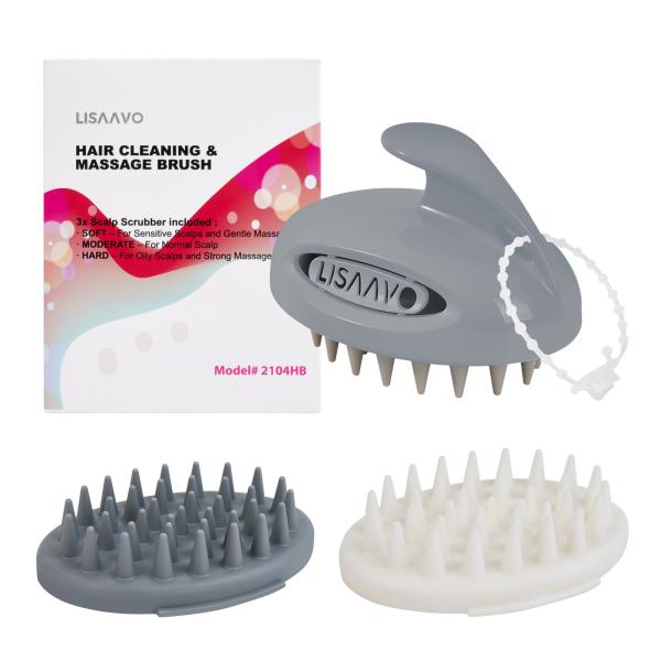 Quality Gray Interchangeable Scalp Scrub Brush With 3 Hardness Levels wholesale