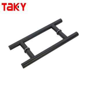 China 0.5mm Thickness Matt Black Interior Glass Door Handles for Office Shower Room Enclosure on sale
