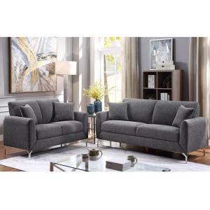 3 Piece Sofa set with Pillows, Gray Linen