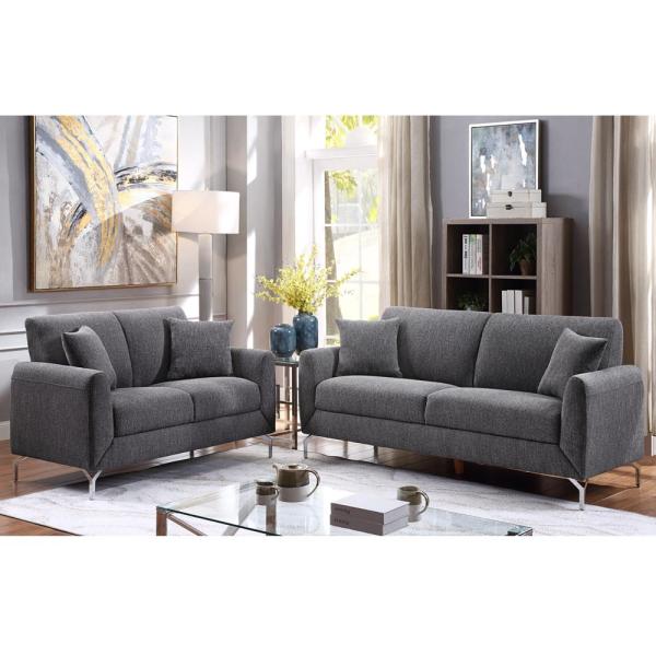 Quality 3 Piece Sofa set with Pillows, Gray Linen wholesale