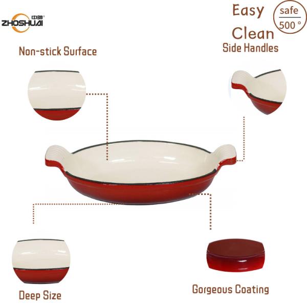 Durable Cast Iron Frying Pan Enameled Cast Iron Pan BSCI ISO9006