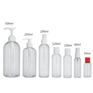 250ml plastic PET shampoo empty bottle with pump with pump dispenser