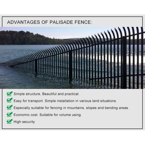 2.4m Height x 2.75m Width Palisade Fencing Panels Powder Coated Black HOt dipped Galvanized