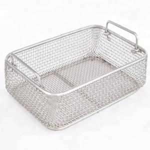 Medical Rectangular Sterilized Stainless Steel Mesh Basket With Handles