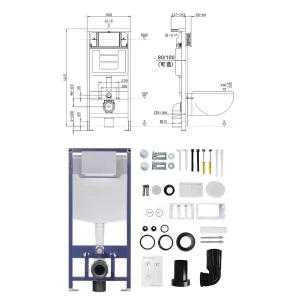 Floor Mounted Installation Modern Ceramic Toilet WC with Plastic Steel Flush