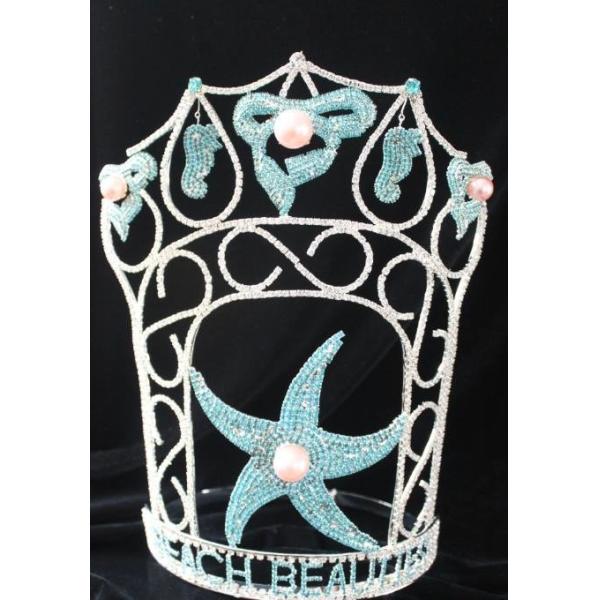 Starfish crowns summber pageant crowns and tiaras wholesale rhinestone crowns