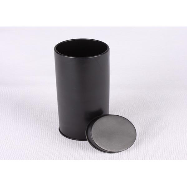 YT1188 Round Cylinder Plain Black Metal Tea Containers Safe Packaging Custom
