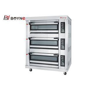 Commercial  Bakery Shop 20~400°C Stainless Steel  Gas Three Deck Six Trays Bread Oven