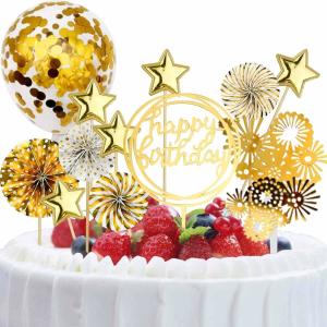 Cake Topper Decoration Set Acrylic Glitter Happy Birthday Cake Topper Confetti
