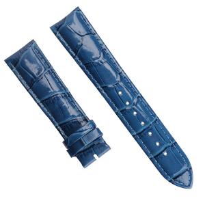 China SHX Polished Blue Leather Watch Strap Bands For Quartz Watches on sale