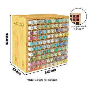 23 x 13.5 x 23CM Bamboo Marker Organizer Holds 100 Markers Art Supply Storage