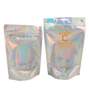 Cheap Customized Holographic Color Bags Foil Pouch Bag with Smell Proof and Resealable Function for sale