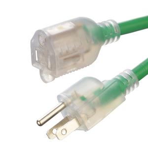 15FT Green Outdoor Extension Cord with 3 Prong Grounded Plug and 3 Electrical