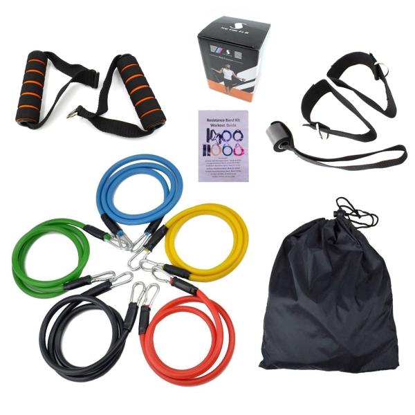 Durable Custom Logo TPE Exercise Resistance Bands Set 11pcs