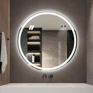 China Waterproof Frameless Touch Screen Vanity Smart Led Light Round Bathroom Silver Mirror on sale