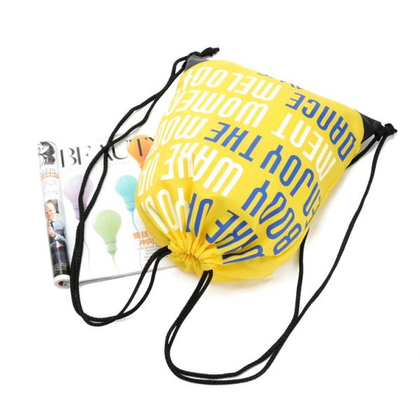 Quality 10Kg Durability Yellow Drawstring Backpack Bag 210D Polyester wholesale