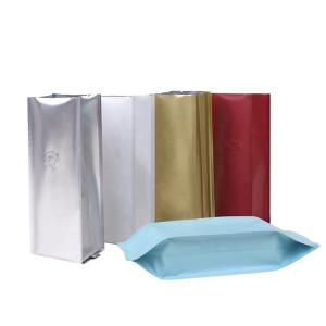 Heat Quad Seal Side Gusseted Aluminium Foil Standing Pouch One Way Degassing