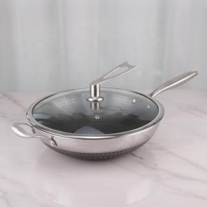 Nonstick Stovetop Frying Pan Stainless Steel 32cm Honeycomb With Lid
