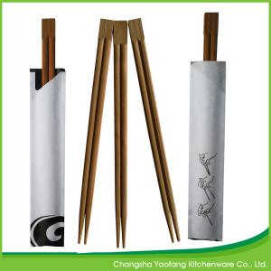 Carbonized Black Bamboo Chopsticks Disposable 24cm With Semi Closed Paper Sleeve