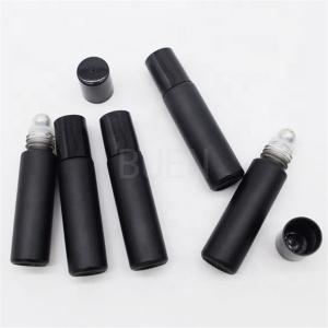 Leak Proof Roller Perfume Bottles 5ml Matte Black With Metal Ball Lid