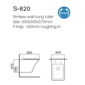 Modern Wc Ceramic Wall-Mounted Toilet with Concealed Tank Rimless One-Piece