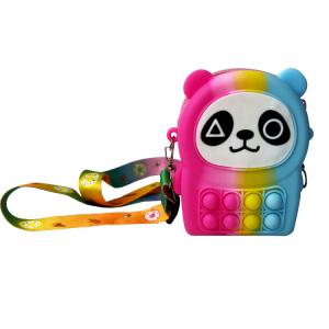 Panda Shaped Silicone Rainbow Pop It Zipper Bag MHC New Toy