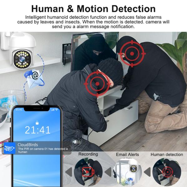 Full HD 1080P Wireless Surveillance IP Security Dome Camera Human Detection Cctv Wifi Camera