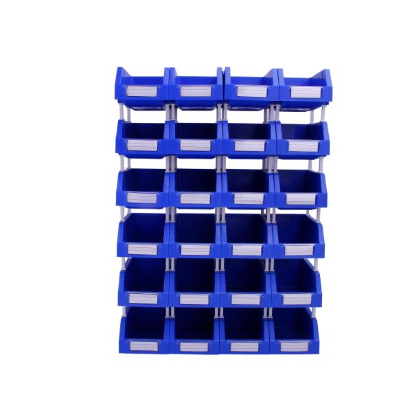 Durable Reusable Plastic Containers for Bolts and Spare Parts on Rack Workbench
