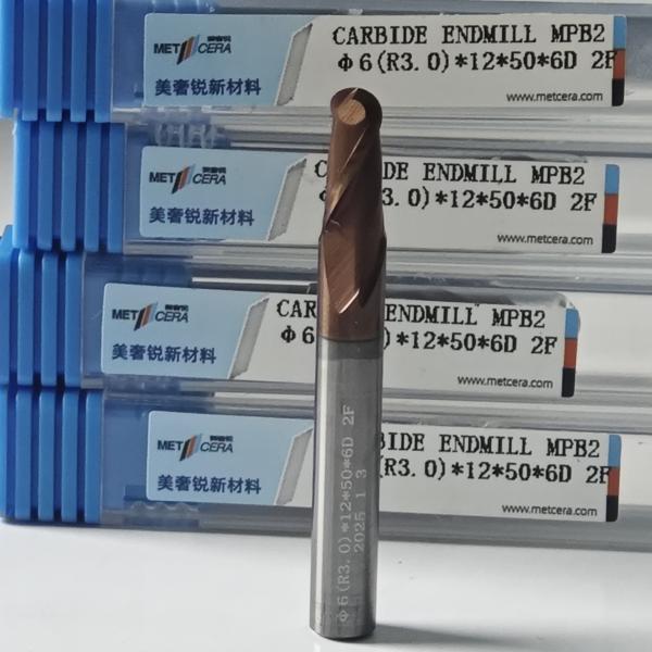 MPB2 Solid Carbide Ball Nose End Mill 2 Flutes HRC55-HRC60 R0.5-10 6mm Φ6.0 R3.0