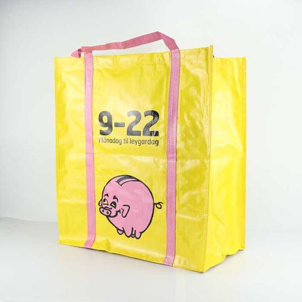 Quality Handled Polypropylene Sewing Reusable Bags Yellow 105Gsm Laminated wholesale