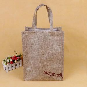 Foldable Square Jute Tote Bags With Heat Transfer Printing Color Optional
