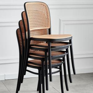 China Modern Plastic PP Dining Chair Black High Back Rattan Seat on sale