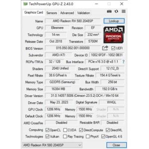 PCWINMAX Radeon RX 580 White Edition 16GB 2048SP GDDR5 256Bit PCIe 3.0 Graphics